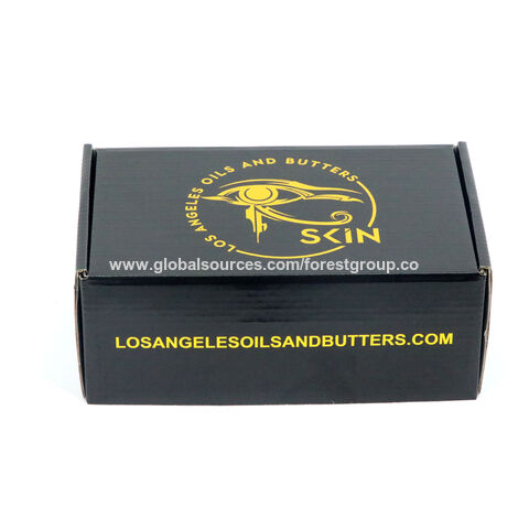 Boîte d'emballage cadeau de luxe en carton ondulé noir écologique pliable de couleur avec logo en feuille d'or for sale at factory direct price