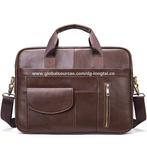 Sac Business Mallette Homme Cartable Sacs Business en Cuir Véritable 15  Pouces Porte Document Sac de Messager Sac à Bandoulière d'affaires Brun :  : Mode