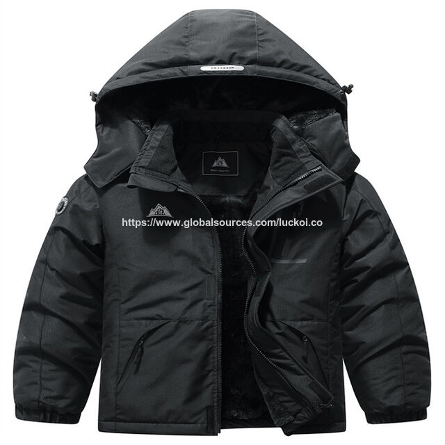Großhandel Kinderbekleidung: Einreihiger Kindermantel, dicke Jungenjacke mit Buchstabenprint für den Winter