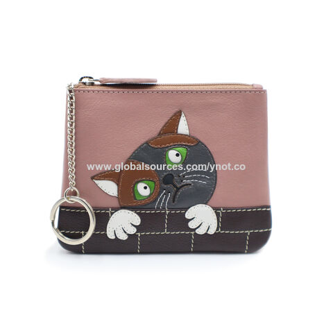 Pouch Charm - Pink Fur and Leather Keychain Eye Applique – Min & Mon