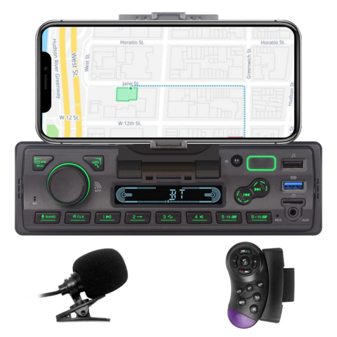 Radio estéreo para coche Reproductor de MP3 para coche de 12 V Llamada  manos libres Radio digital compatible con Bluetooth Pantalla LCD