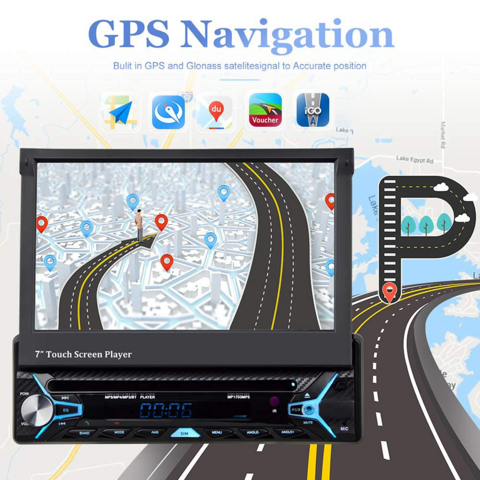 6,9-Zoll Single DIN Android Autoradio mit Android Auto Wireless CarPlay,  1-DIN 2+32G GPS Navigation IPS Touchscreen CarPlay mit Bluetooth, WiFi und  4G