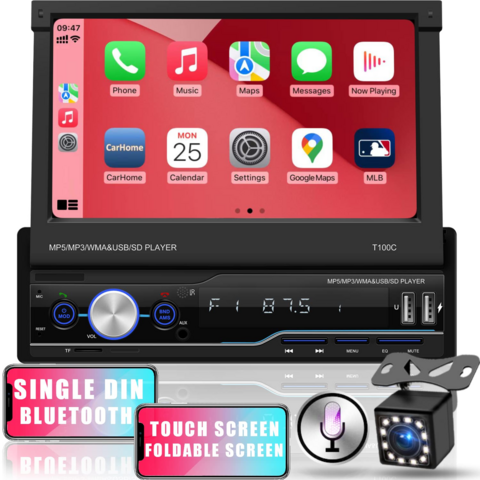 Podofo 2 Din Autoradio Android Carplay Android Auto Hi-FI Écran Tactile 7  GPS WiFi Bluetooth FM RDS Radio 2 USB Lecteur Vidéo Stéréo pour Voiture  Double Din+Câble Adaptateur ISO+Cadre : : High-Tech