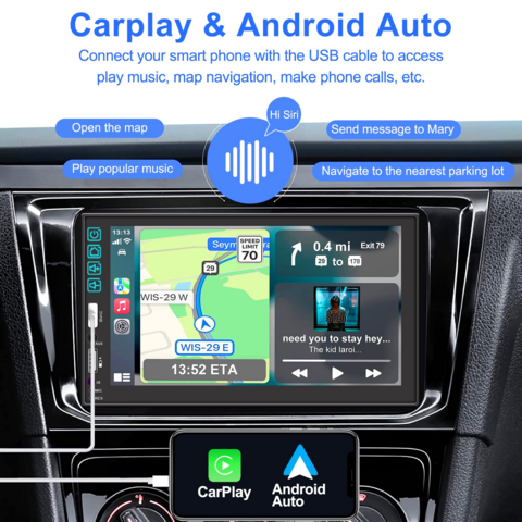 Autoradio 5 pouces avec navigation, Carplay, lecteur MP5