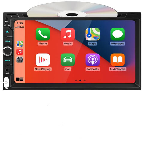 Estéreo de coche de doble DIN con reproductor de CD/DVD, pantalla táctil de  7 pulgadas con Apple CarPlay y Android Auto, Bluetooth5.2, cámara de
