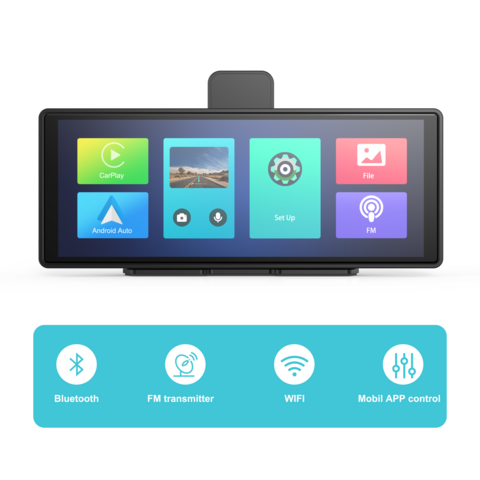 10.26'' 2.5K Touch Screen Dash Cam Wireless CarPlay Video Recorder