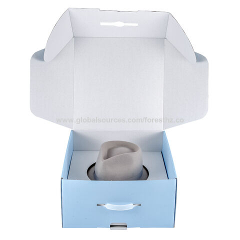 Light Blue Cardboard Cap Fedora Box Custom Hat Shipping Box