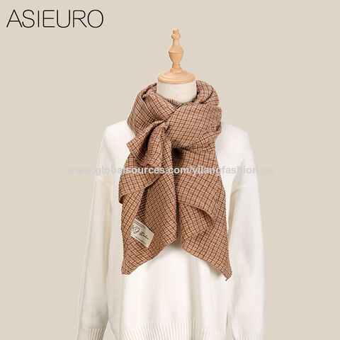 Tartan Scarfs for Women - Plaid Blanket Winter Scarf Fashion Long Shawl  Thick Warm Knit Large Scarf with Tassel