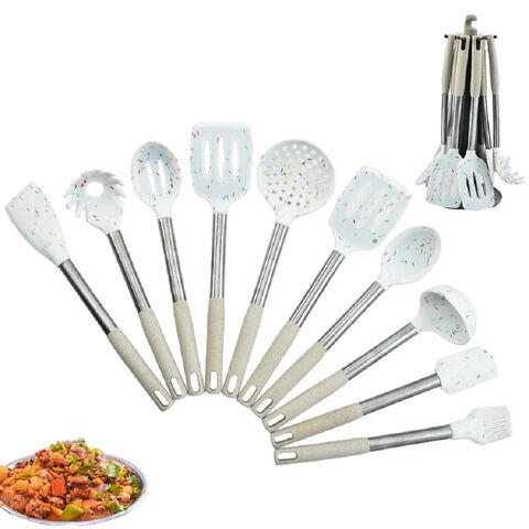 Silicone Kitchen Utensils Set With Stainless Steel Handle, Non