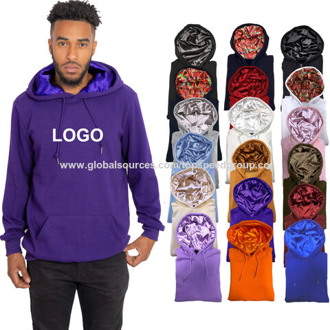 Pull à capuche doublé de satin, coupe décontractée et ample, sweat à capuche doublé de satin pour hommes et femmes, logo personnalisé OEM, vente en gros