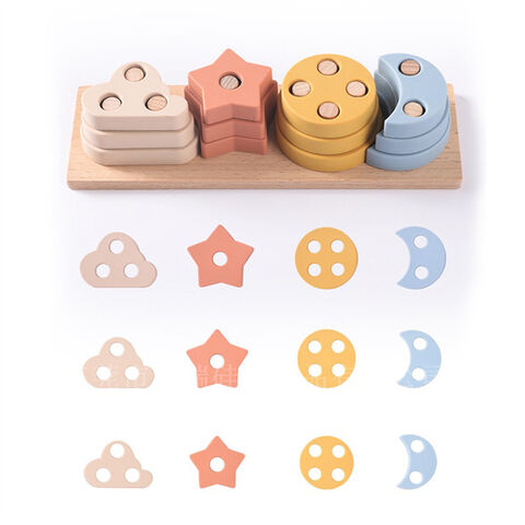 Pädagogisches Holzspielzeug für Kinder Farbe und Form Matching Spiel zum  Erlernen des logischen Denkens - (vier Farben)