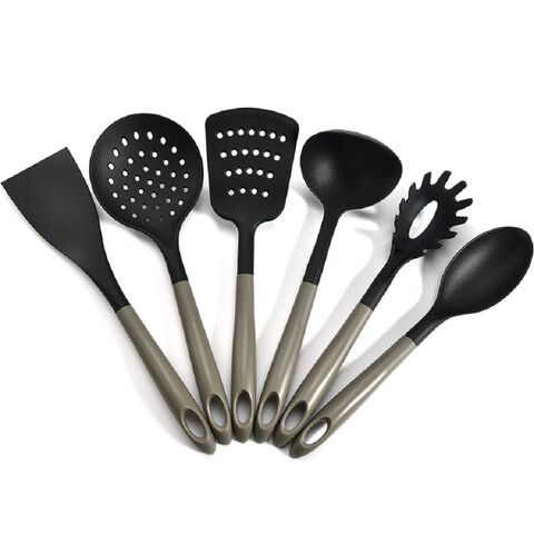 Silicone Cooking Utensil Set of 6, Nonstick Cooking Spatulas, Spoon,  Strainer, Slotted Spoon, Pasta Fork, Best Kitchen Gadgets