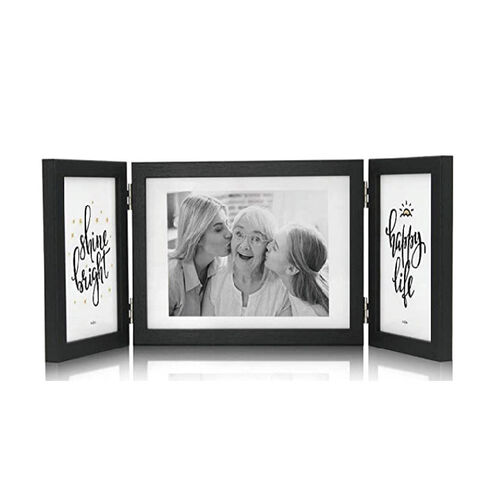 3 Picture Frame 4x6 And 5x7 Black Picture Frames Collage Hinged Folding  Triple P