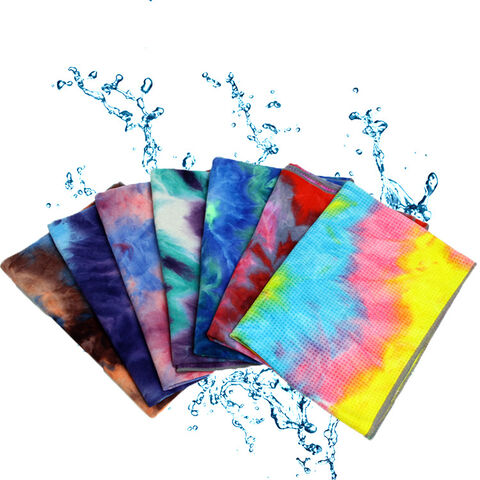 Custom Printed Tie-dyed Yoga Mat Towel Super Water Absorbent Microfiber Yoga Towel With Carrying Mesh Bag for sale at factory direct price