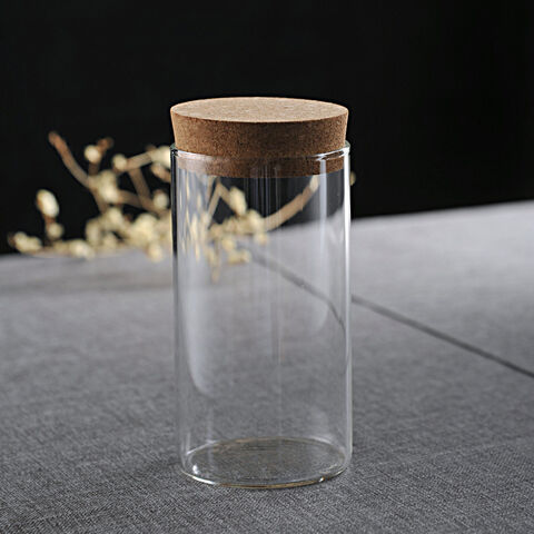 Cork Lid Tea Coffee Sugar Glass Jar Canister