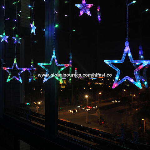 LED Star Curtain Lights Ramadan Decorations Window Star String Fairy Lights for sale at factory direct price