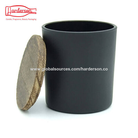 Luxury Custom Matte Black Candle Vessels Empty Candle Jars with Wooden Lids  - China Glass Candle Jar with Lid and Candle Vessel price