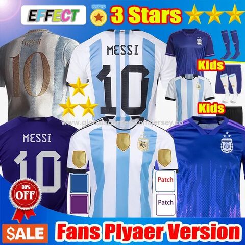 Lionel Messi Argentina Three Star 22/23 Youth Home Jersey by