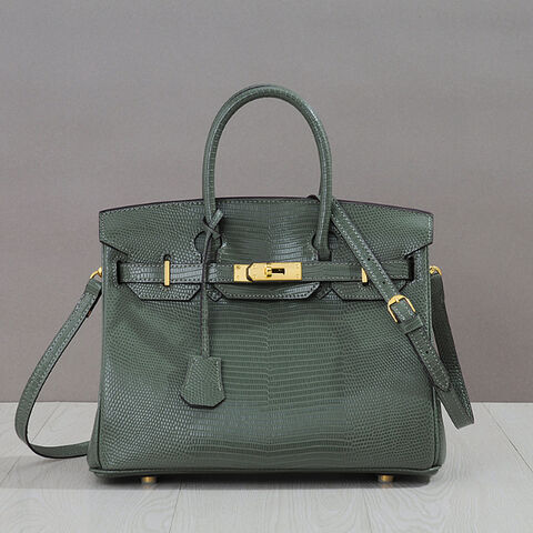Buy Wholesale China Emg6920 Lizard Pattern Real Custom Genuine Branded Bags  Designer Leather Purse Birkin Bag Luxury & Birkin Bag at USD 35