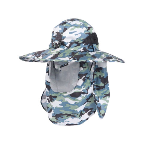 Uv Sunscreen Wide Brim Hat With Face Cover & Neck Grip. Upf50+