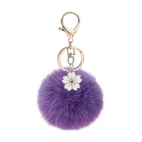 Black Puff Ball Keychain With Alien Charm