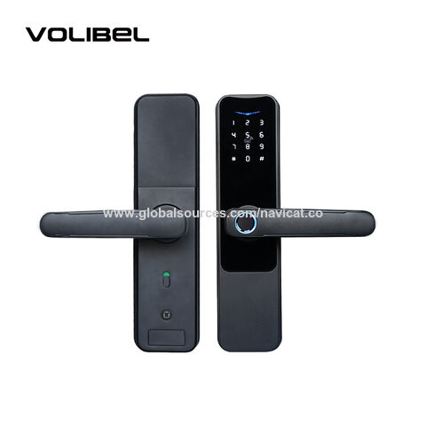 Cerradura de puerta inteligente con huella digital, NFC, aplicación,  código, llaves de respaldo, elegante perilla de puerta Bluetooth (negro,  huella
