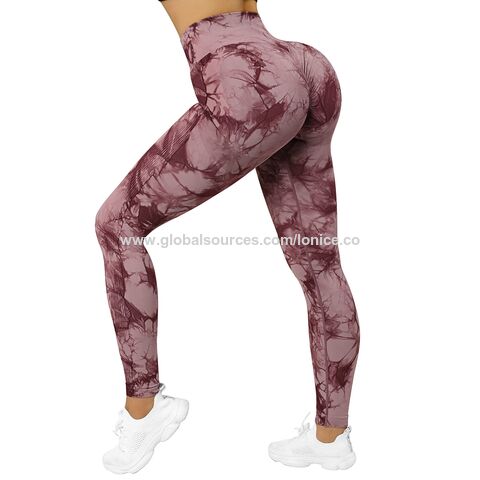Women High Waist Workout Leggings Seamless Tie Dye Fitness Legging Butt  Lifting Scrunch Stretch Legins Gym Sports Slim Pants 