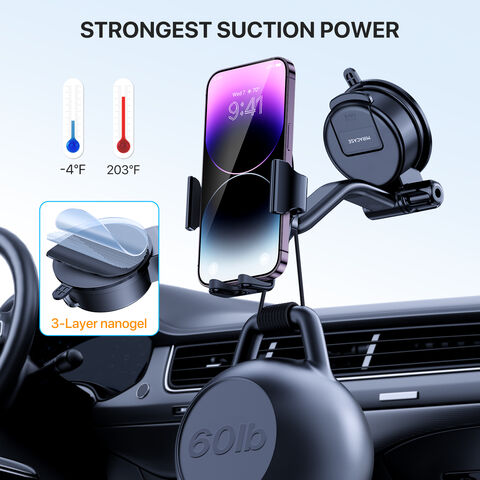 Car Phone Holder Mount, [Military-Grade Suction & Super Sturdy Base]  Universal Phone Mount for Car Dashboard Windshield Air Vent Hands Free Car  Phone