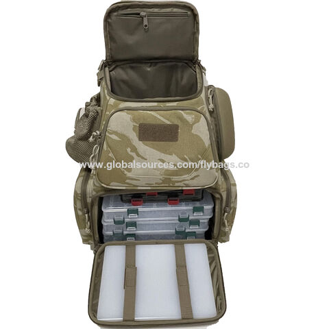 Fishing Bag Fishing Tackle Bag with Rod Holder Water-Resistant Waist  Fishing Bag Fishing Gear Bag for Outdoor (Tan)