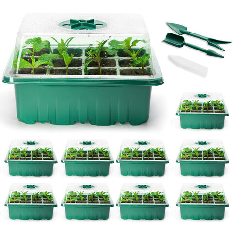 thumbnail image 2 of IMountek 10-Pack Seed Starter Trays With Humidity Dome & Adjustable Ventilation - 12 Cells Per Tray 2 of 5