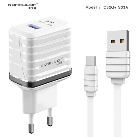 Achetez en gros Konfulon Qc3.0 18w Chargeur Rapide (ue) Usb Vers Câble  Type-c Chine et Chargeur De Téléphone Portable à 2.06 USD | Global Sources