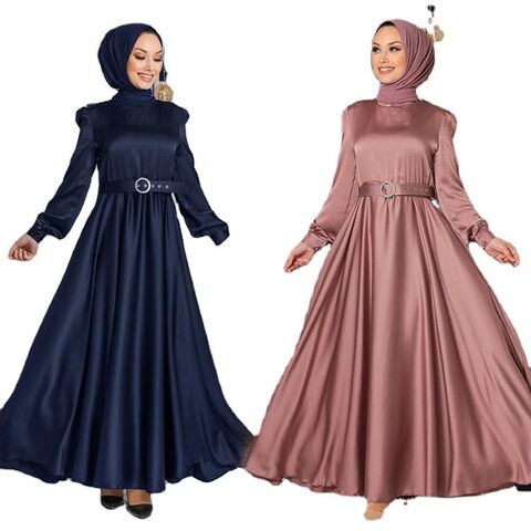 Mf New Design Solid Color Satin Round Neck Long Sleeve Slim Fit With Satin Belt Zipper Maxi Islamic Clothing Women Muslim Dress - China Wholesale Islamic Clothing Women Muslim Dress $16.9 from Mf New Design Solid Color Satin Round Neck Long Sleeve Slim Fit With Satin Belt Zipper Maxi Islamic Clothing Women Muslim Dress - China Wholesale Islamic Clothing Women Muslim Dress $16.9 from