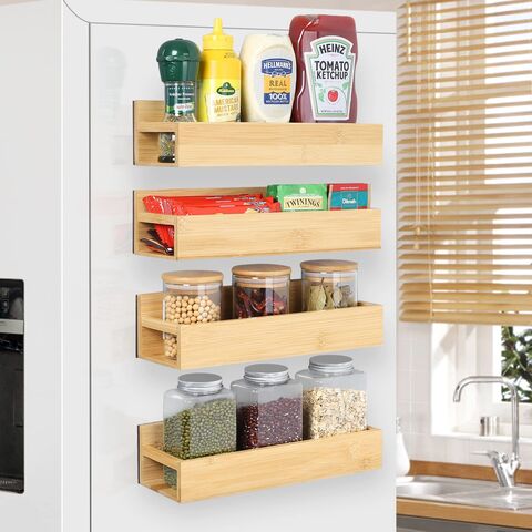 4 Pack Moveable outlet Fridge Magnetic Spice Racks,Metal White--dawaas