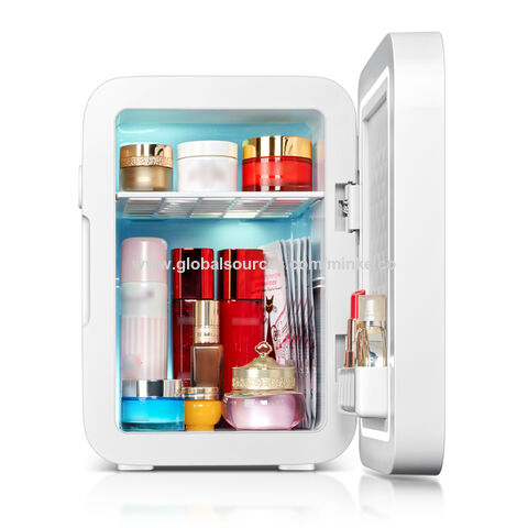 Mini nevera, refrigerador para el cuidado de la piel de 6L con espejo e  iluminación LED, refrigerador portátil pequeño para dormitorio, belleza