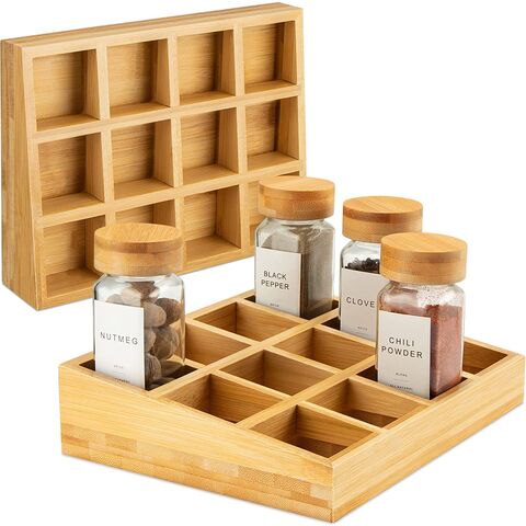 Wholesale Bamboo Spice Rack Organizer Kit Rustic Countertop with