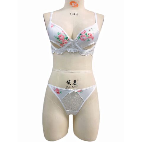 Buy Wholesale China Sexy Lace Lingerie For Lady Floral Print With Hollow  Out At Bottom Cup Lace Trim At Hem Matched Panty G-string With Mesh Lace &  Underwear at USD 6