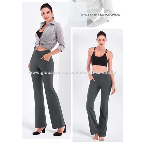 High Waist Bootcut Yoga Pants with Tummy Control and 4 Pockets for Women