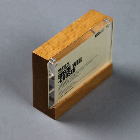 90x60mm Wooden Label Holder Magnetic Acrylic Sign Block Wood Price Tag ...
