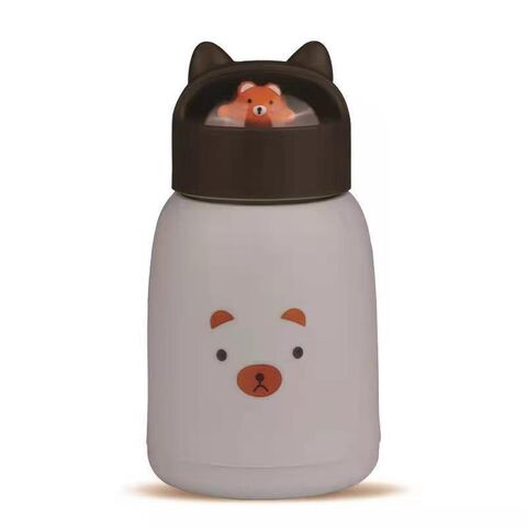 Botella de agua de vidrio de doble pared de 355 ml con diseño de dibujos animados para niños
