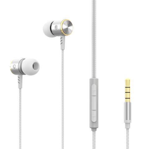 Auriculares con cable Konfulon, interfaz de 3,5 mm + Auriculares con control de cable de aleación de aluminio, conector de cobre puro