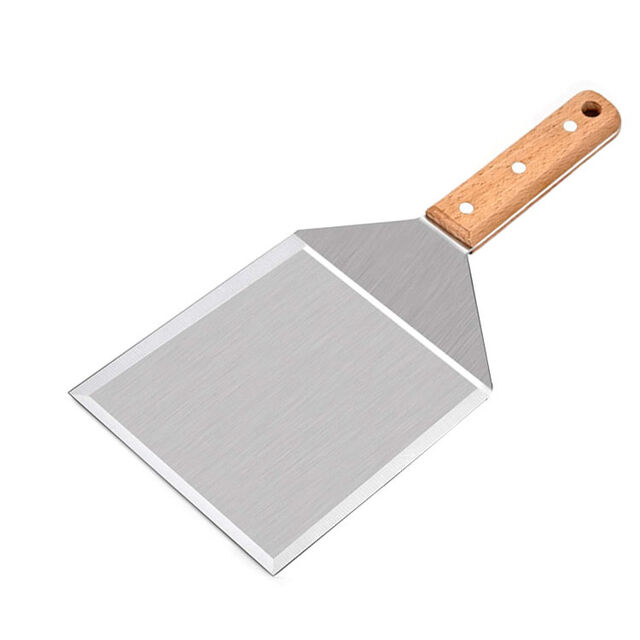 Spatule professionnelle surdimensionnée pour hamburger et crêpe avec manche en bois