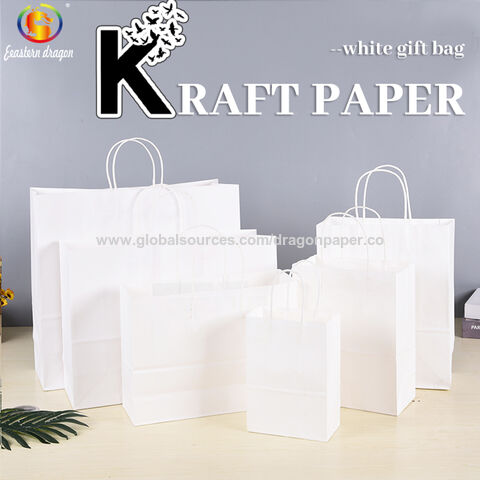 Bolsa de compras OEM, bolsa de regalo de papel kraft blanco (30g-250g) for sale at factory direct price