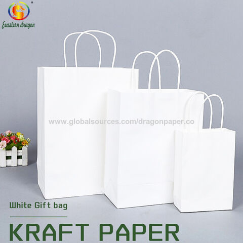Bolsa de Papel Kraft Blanca con Asa para Regalos y Compras - Directo de Fábrica for sale at factory direct price