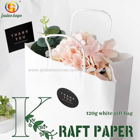 Venta Caliente de Papel Kraft Blanco Impreso Plegable para Bolsas de Compras al por mayor for sale at factory direct price