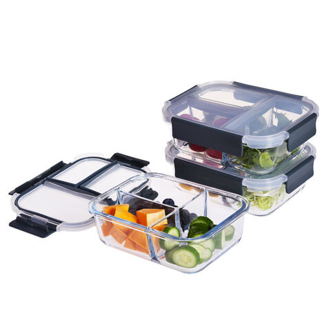 Hot Sale Rectangle Glass Meal Prep Containers 3 Compartment Food $1 ...
