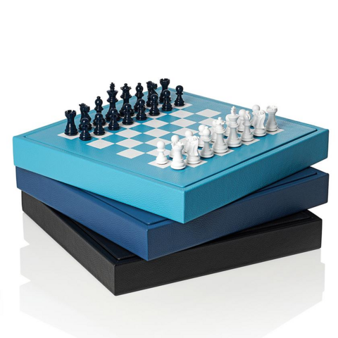 Blue Leather Chess Board, Packaging Type: Box