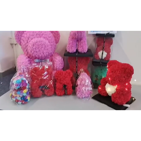 Ours en peluche Roses 40 cm, Ours rose, Rose Teddy, Amour