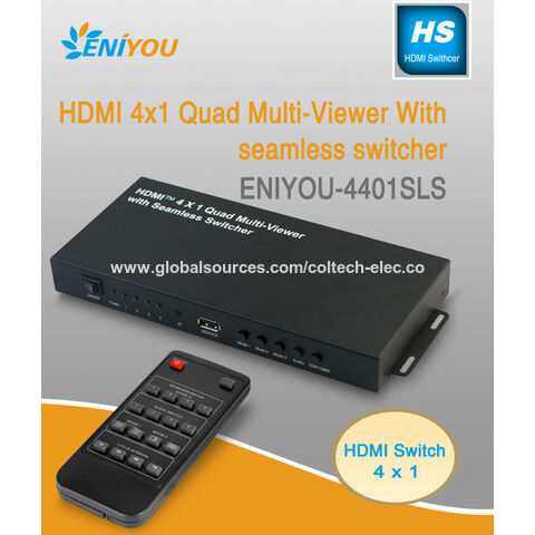 HDMI Switch 4x1 Quad Multi-viewer With Seamless Switcher IR Remote