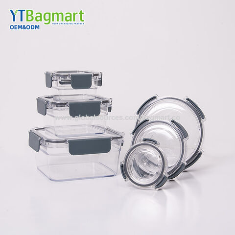 Conjunto de recipientes herméticos de plástico Tritan transparente para armazenamento de alimentos na cozinha, recipientes para preparação de refeições com tampas