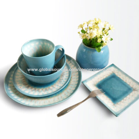 56 pcs set Azul & Branco Da Porcelana Cerâmica Jogo de Jantar Louça  Utensílios de Restauran…
